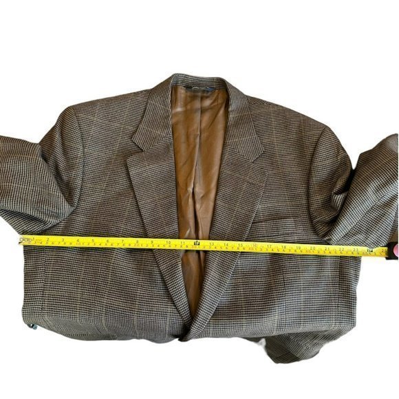 Jos. A. Bank Executive Collection Silk Wool Blend Brown Houndstooth Blazer 44R - Picture 7 of 8